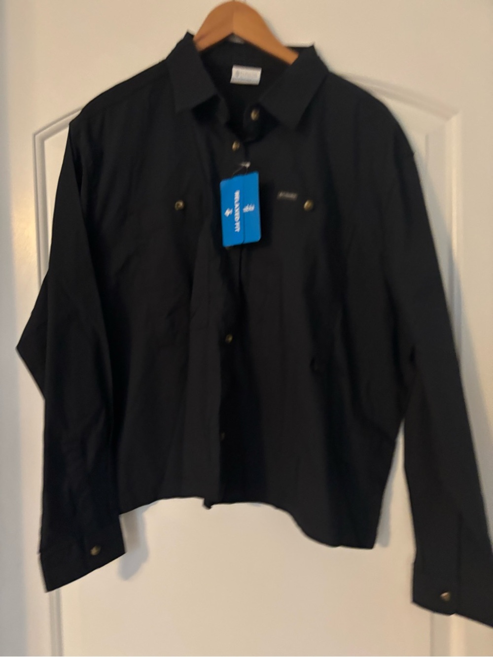 NWT Columbia Brea Falls Woven Long Sleeve Shirt Black Women's XXL
